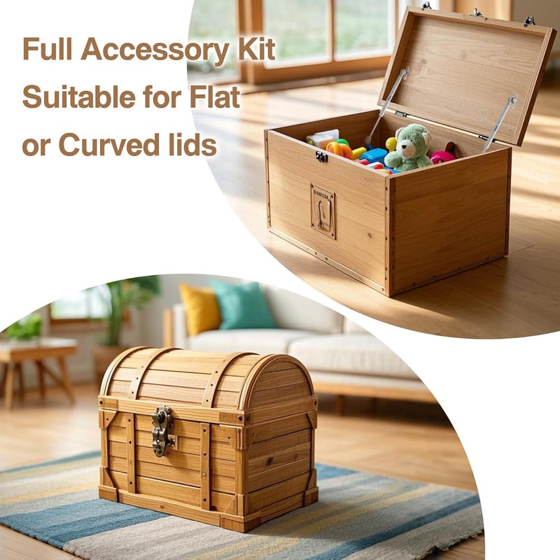 HBL 2 Pack Soft Close Toy Box Hinges for Heavy Curved, Round, Arched and Flat Lids - ' 150N Gas Strut Spring Safety Hinges to Slow Down and Slow Close, Also Works for Flat Lids. - Image 2